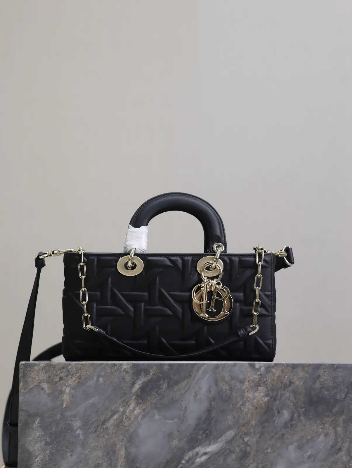 Dior Black Quilted Lady D-Joy Top Handle Bag image 1