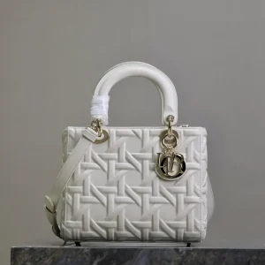Dior White Quilted Top Handle Bag image 1