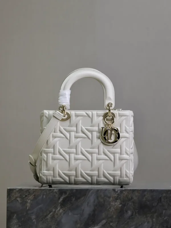 Dior White Quilted Top Handle Bag image 1