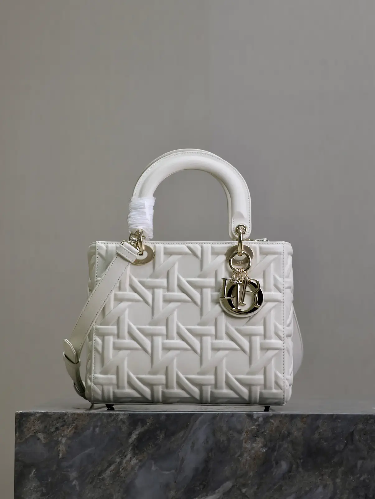Dior White Quilted Top Handle Bag image 1