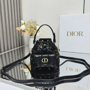Dior Black Quilted Mini Bucket Bag image 1