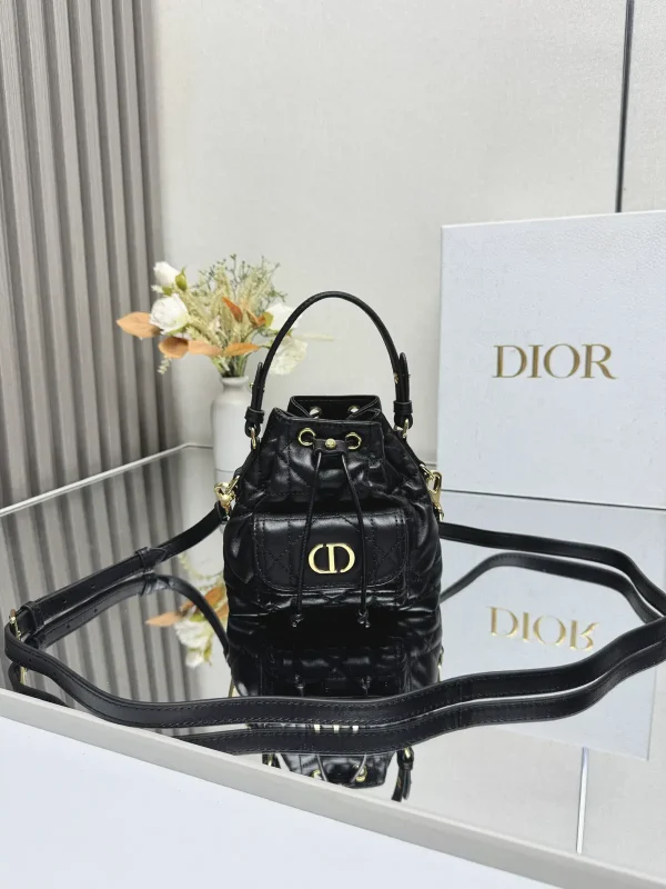 Dior Black Quilted Mini Bucket Bag image 1