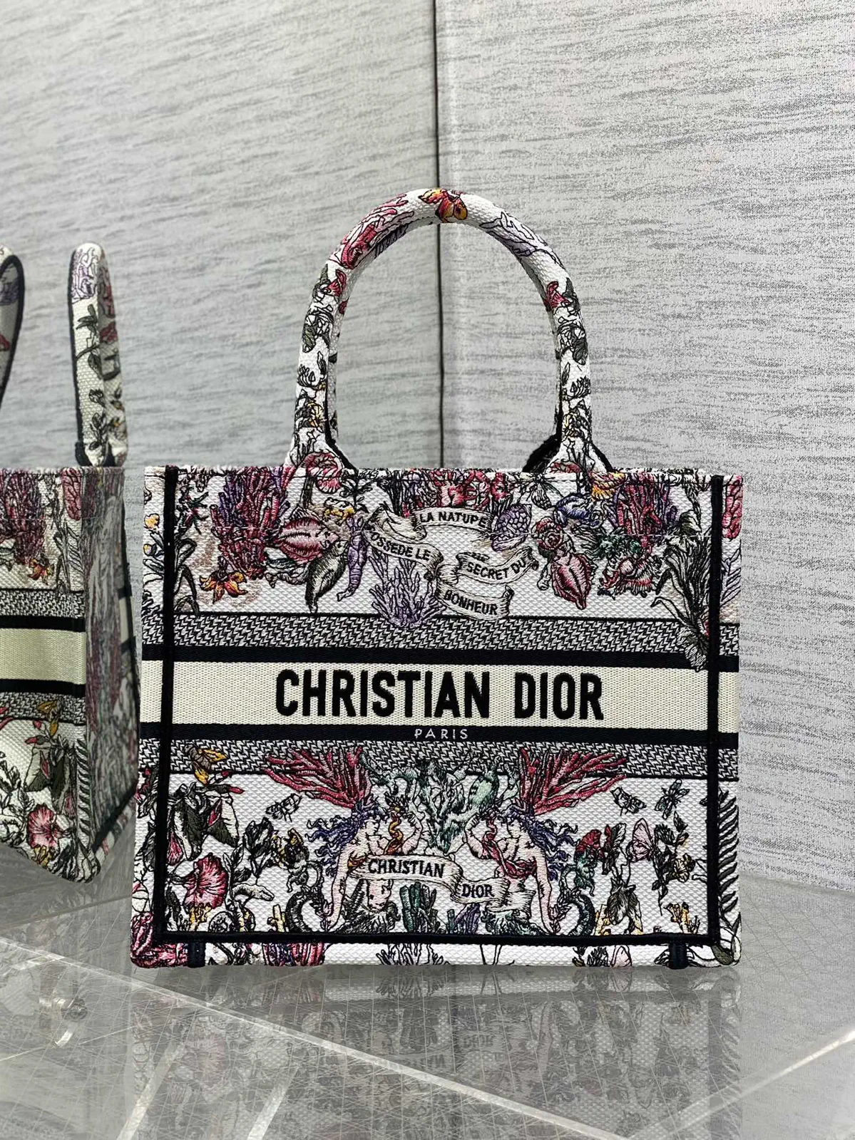 Dior Floral Embroidered Tote Bag image 1