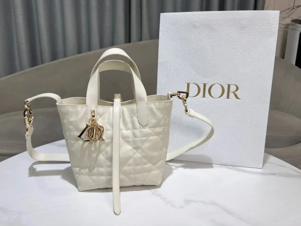 Dior White Quilted Leather Toujours Vertical Top Handle Bag image 1