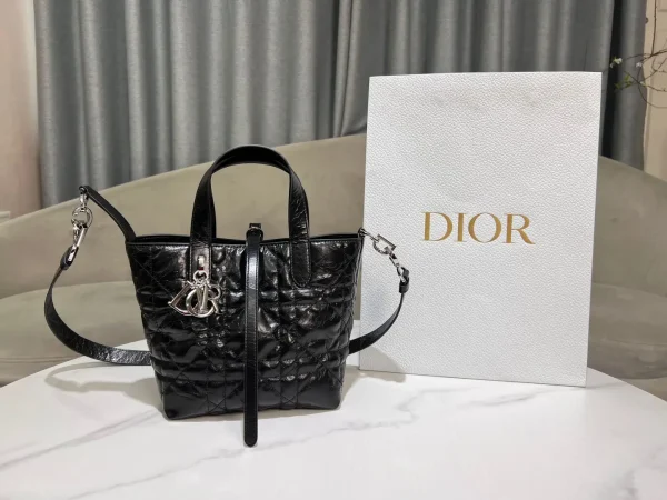 Dior Black Quilted Leather Toujours Vertical Top Handle Bag image 1