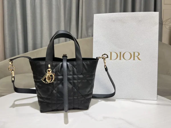 Dior Black Quilted Leather Top Handle Bag image 1