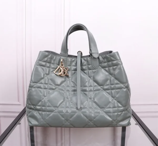 Dior Gray Quilted Leather Top Handle Bag image 1
