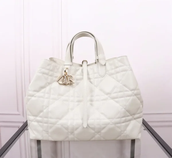 Dior White Quilted Leather Top Handle Bag image 1