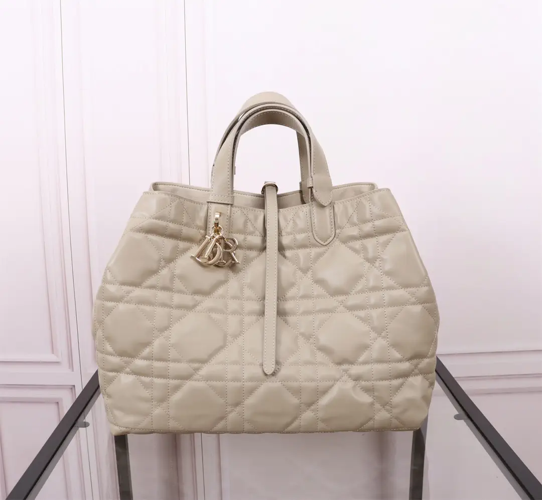 Dior Beige Quilted Leather Top Handle Bag image 1