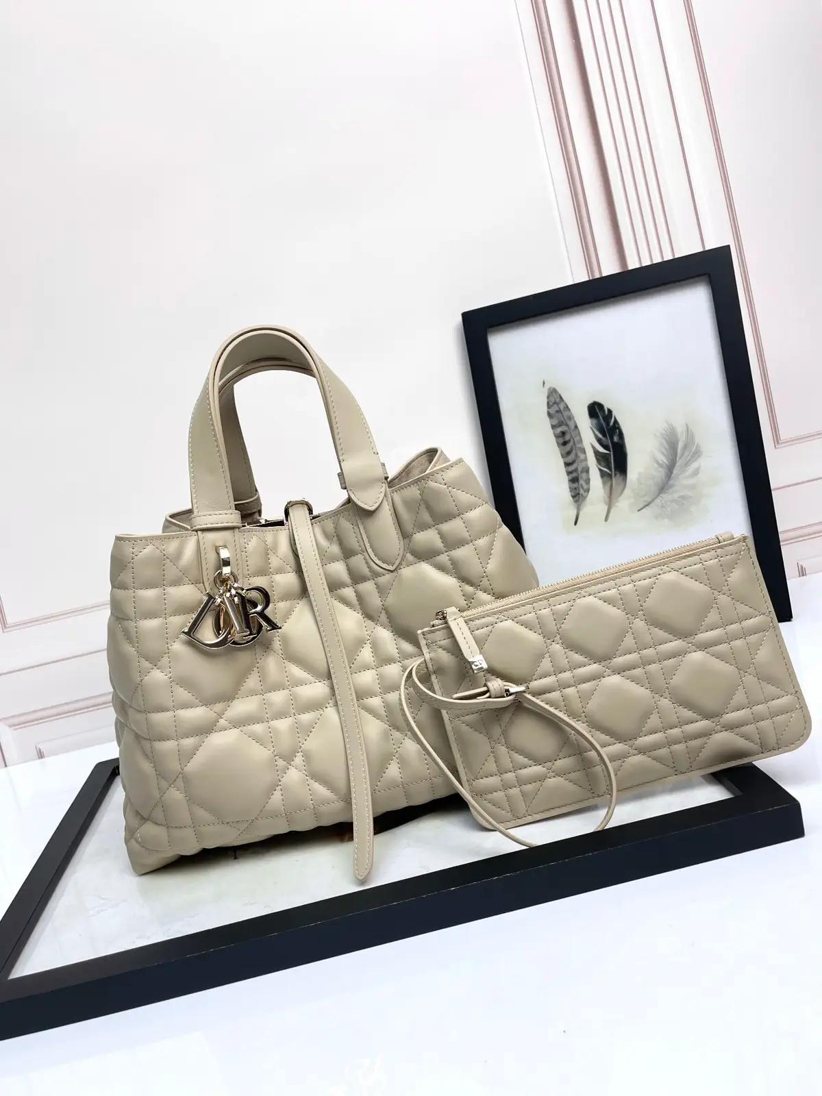 Dior Toujours Quilted Top Handle Bag with Pouch image 1