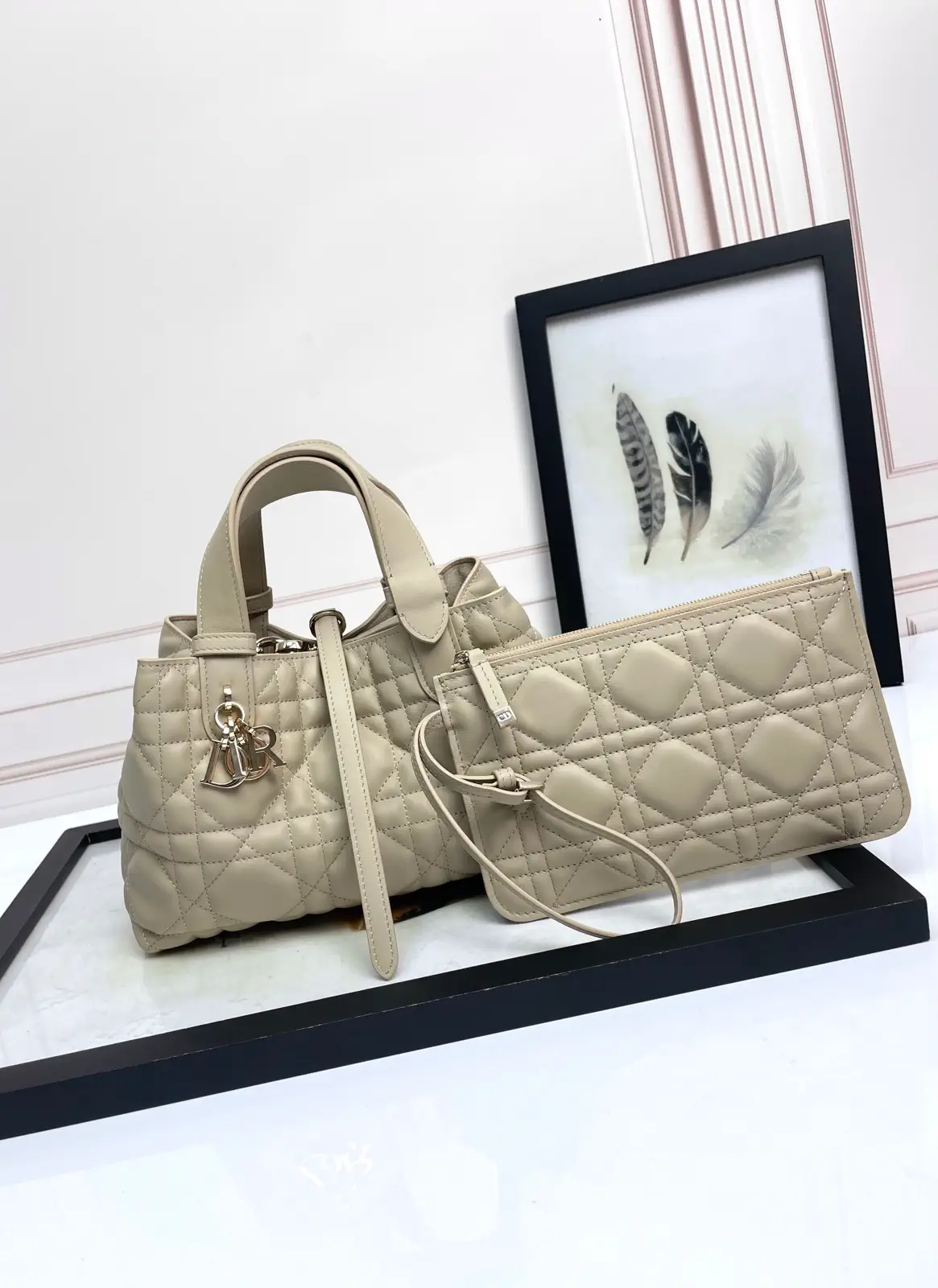 Dior Toujours Quilted Top Handle Bag with Pouch image 1