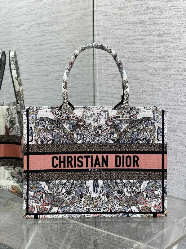 Dior Floral Butterfly Embroidered Tote Bag image 1
