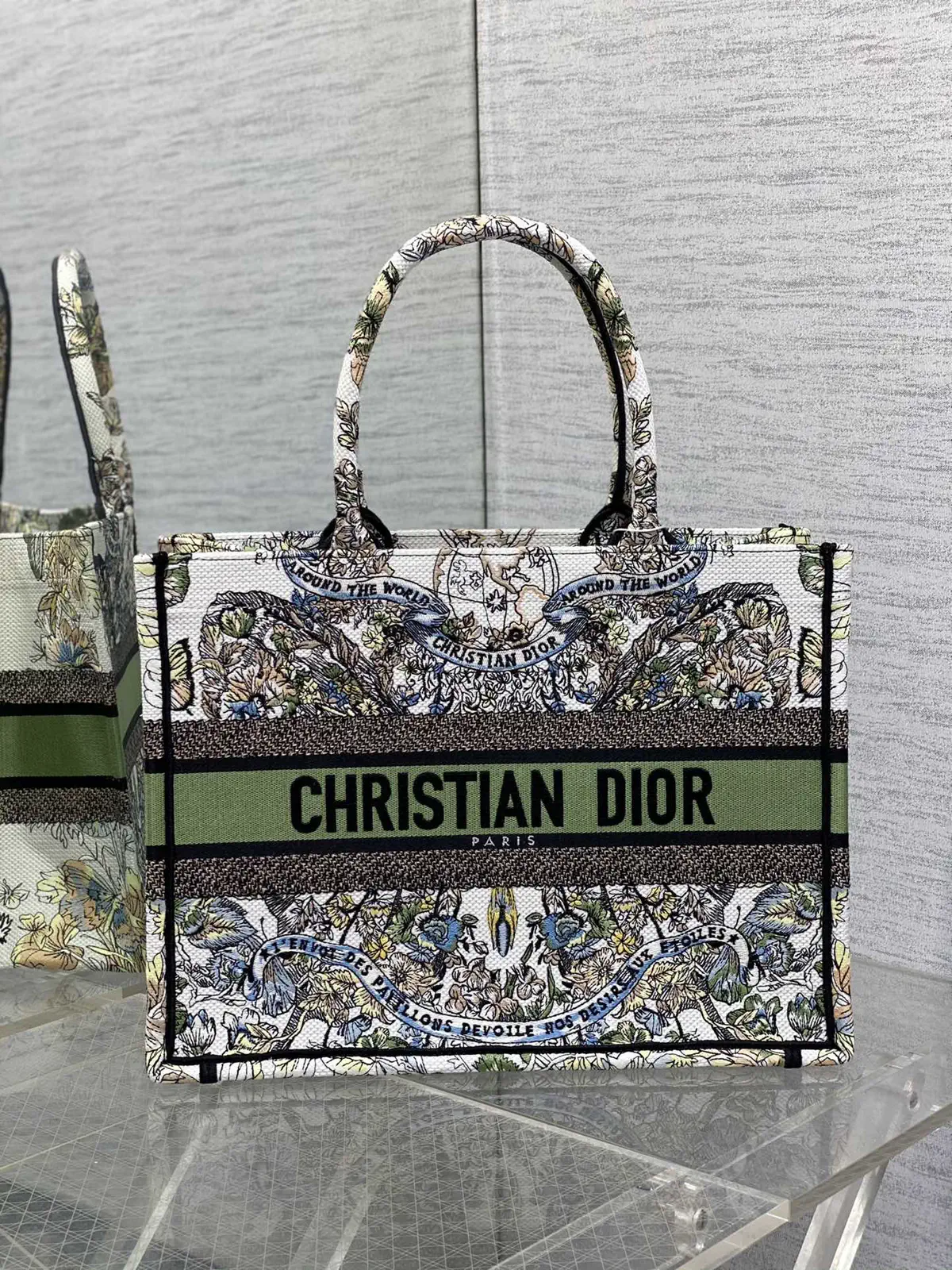 Dior Floral Embroidered Tote Bag image 1