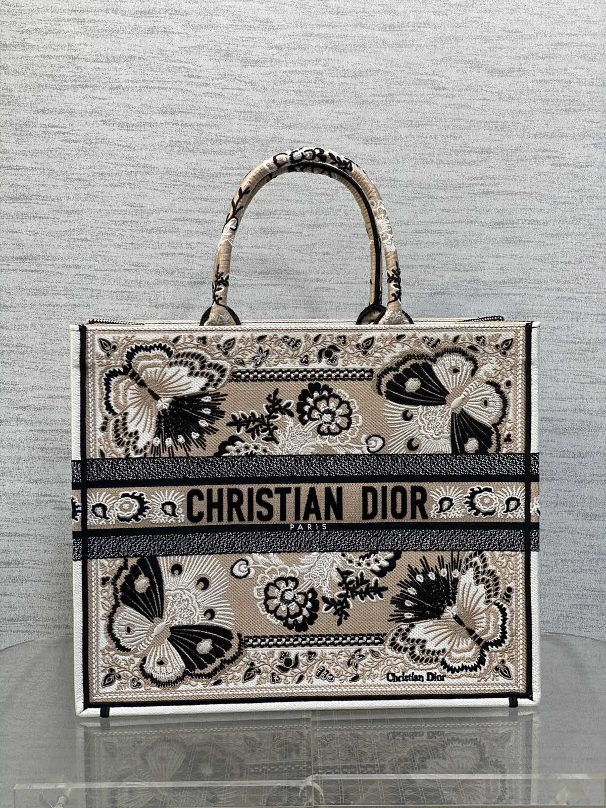 Dior Butterfly Embroidered Tote Bag image 1
