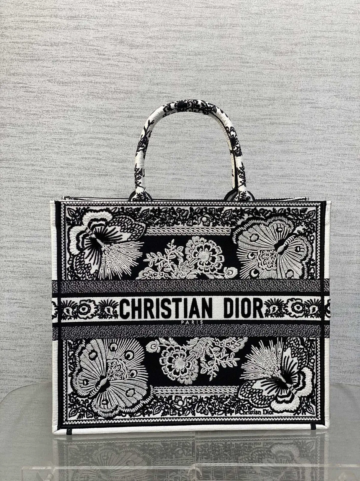 Dior Butterfly Embroidered Tote Bag image 1