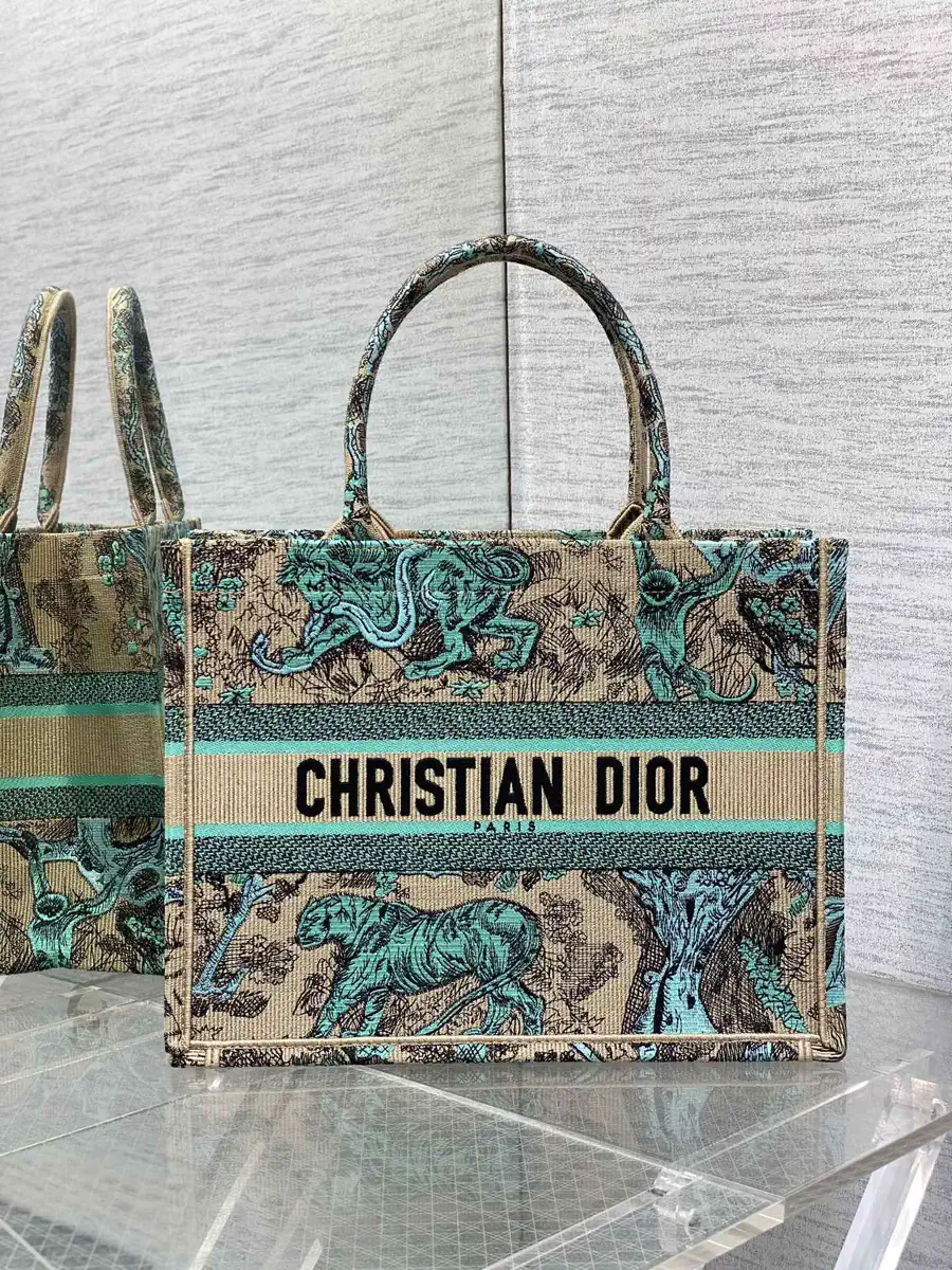Dior Tiger Embroidered Tote Bag image 1