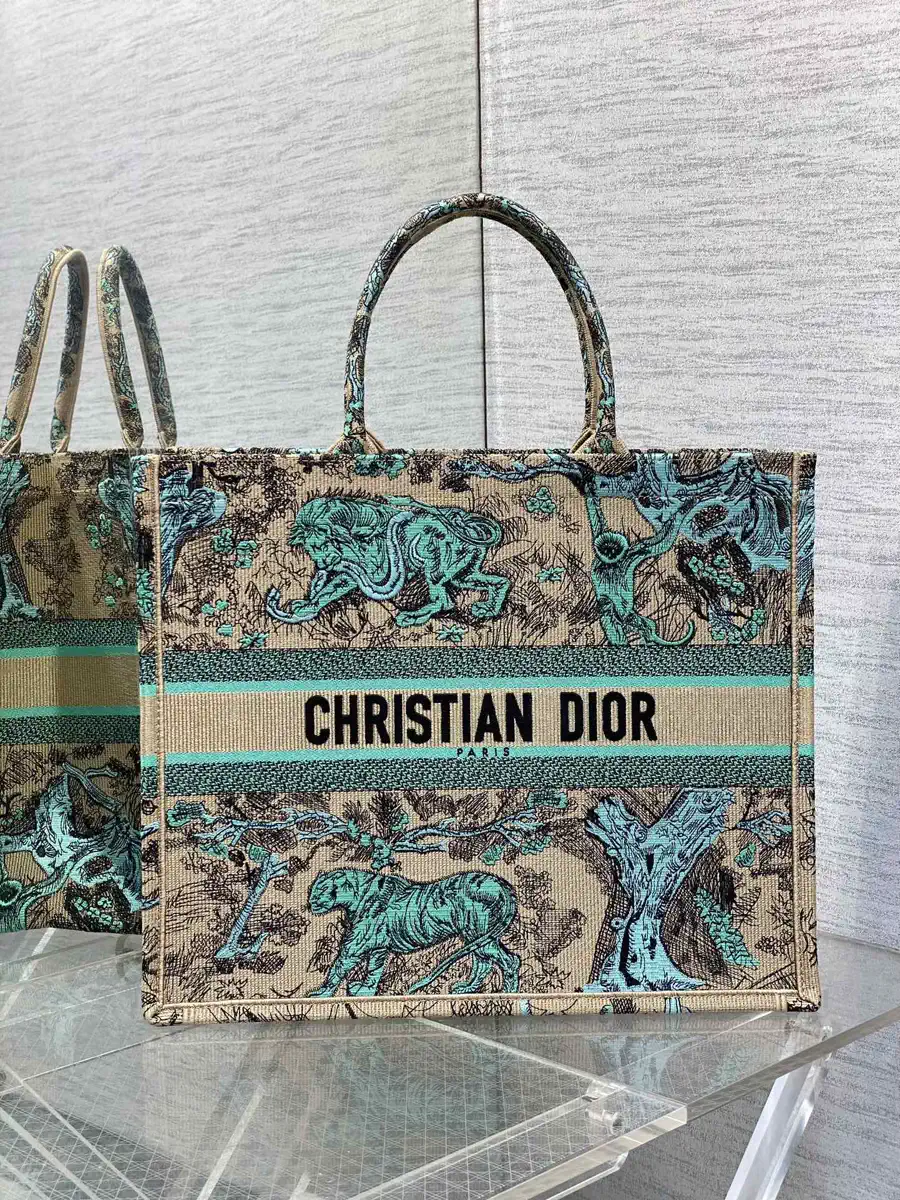 Dior Tiger Embroidered Tote Bag image 1