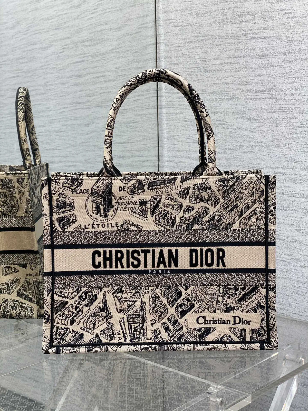 Dior Paris Map Embroidered Tote Bag image 1