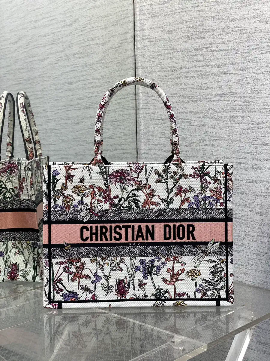 Dior Floral Embroidered Tote Bag image 1