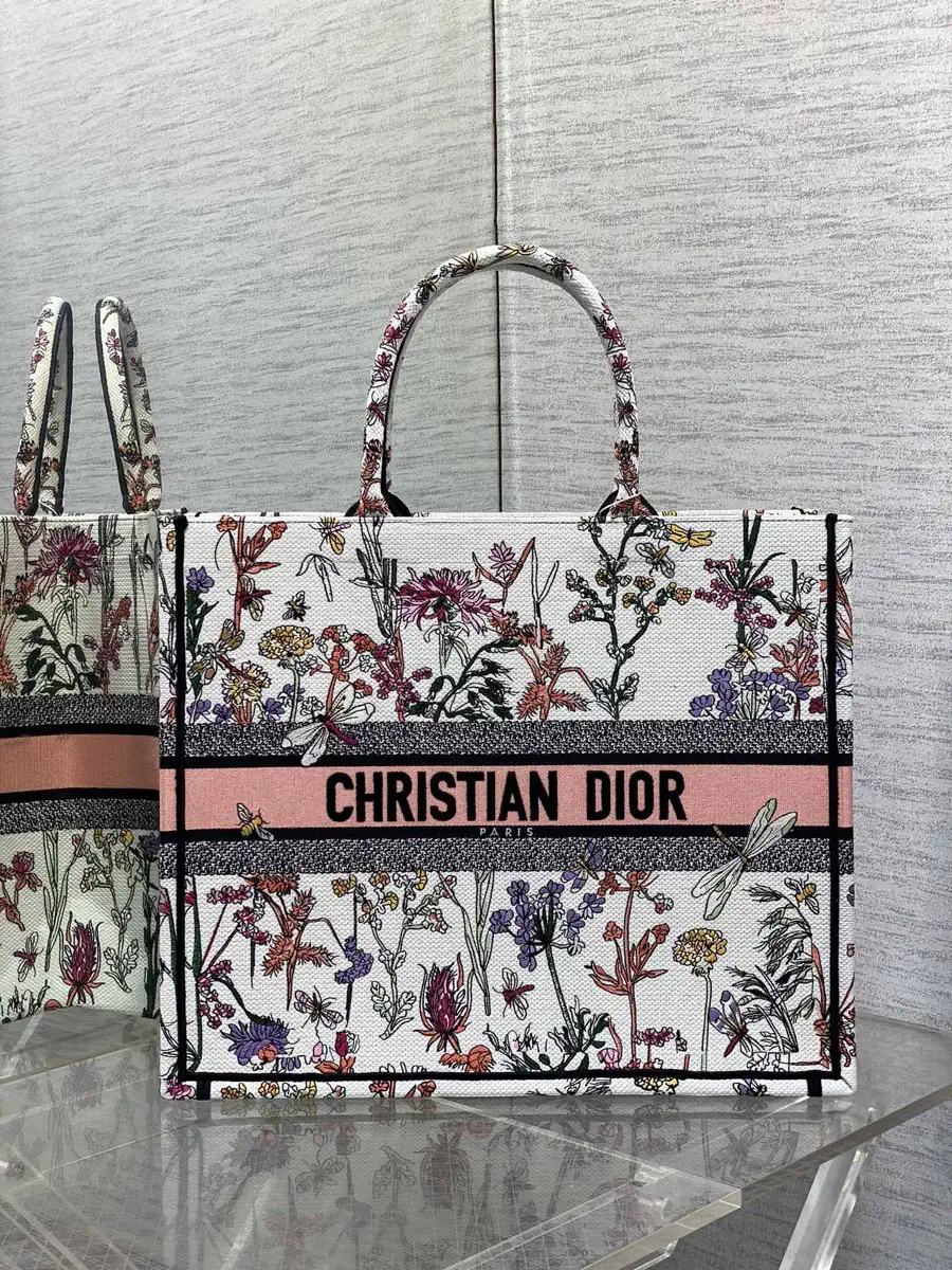 Dior Floral Embroidered Tote Bag image 1
