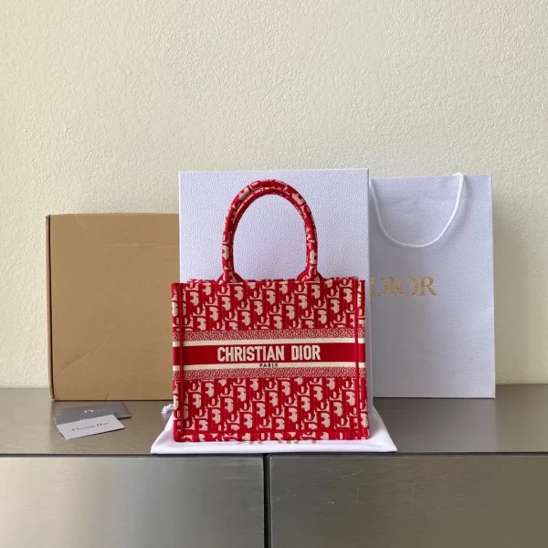 Dior Red Monogram Book Tote Bag image 1