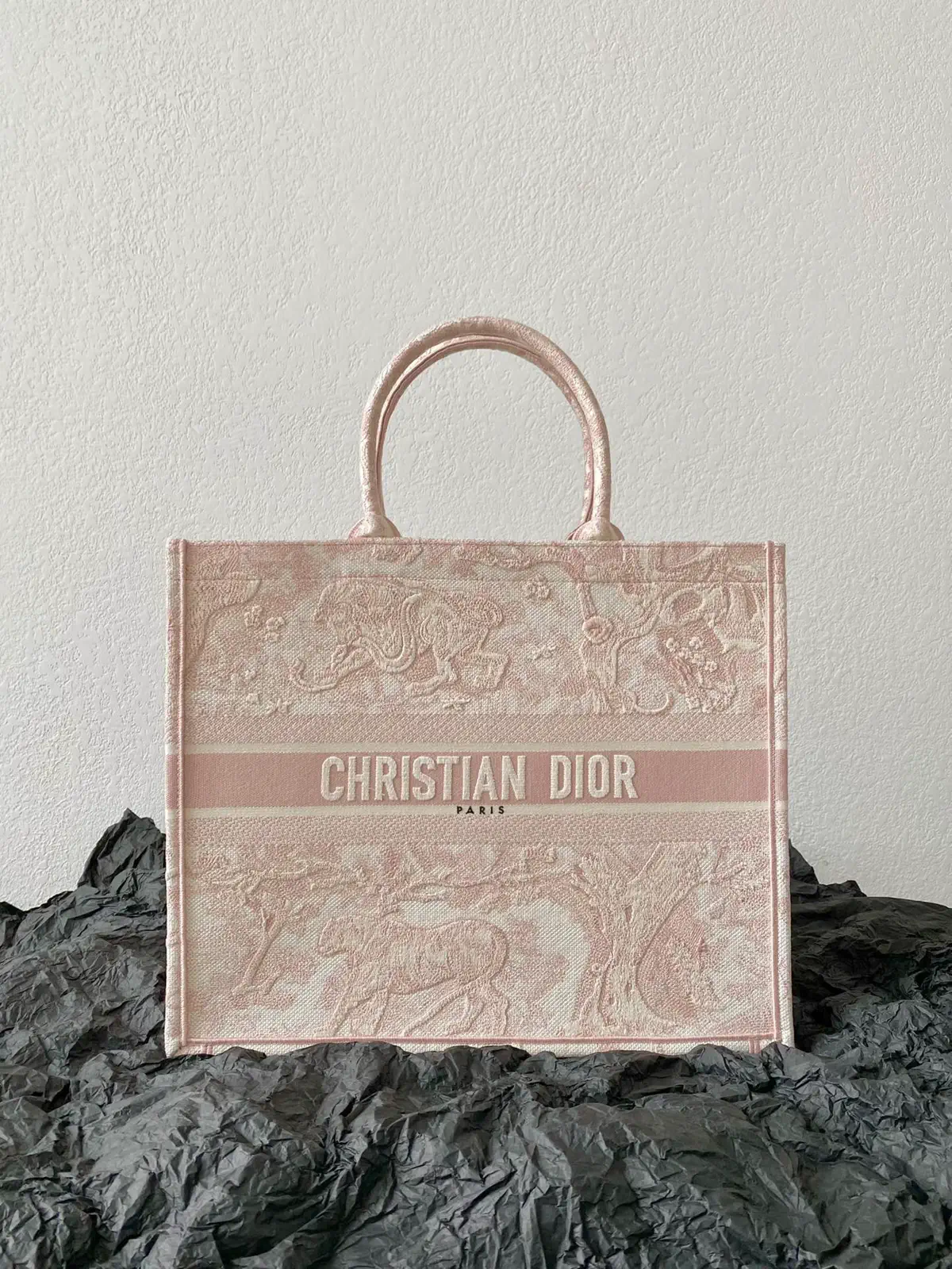 Dior Pink Jungle Embroidered Tote Bag image 1