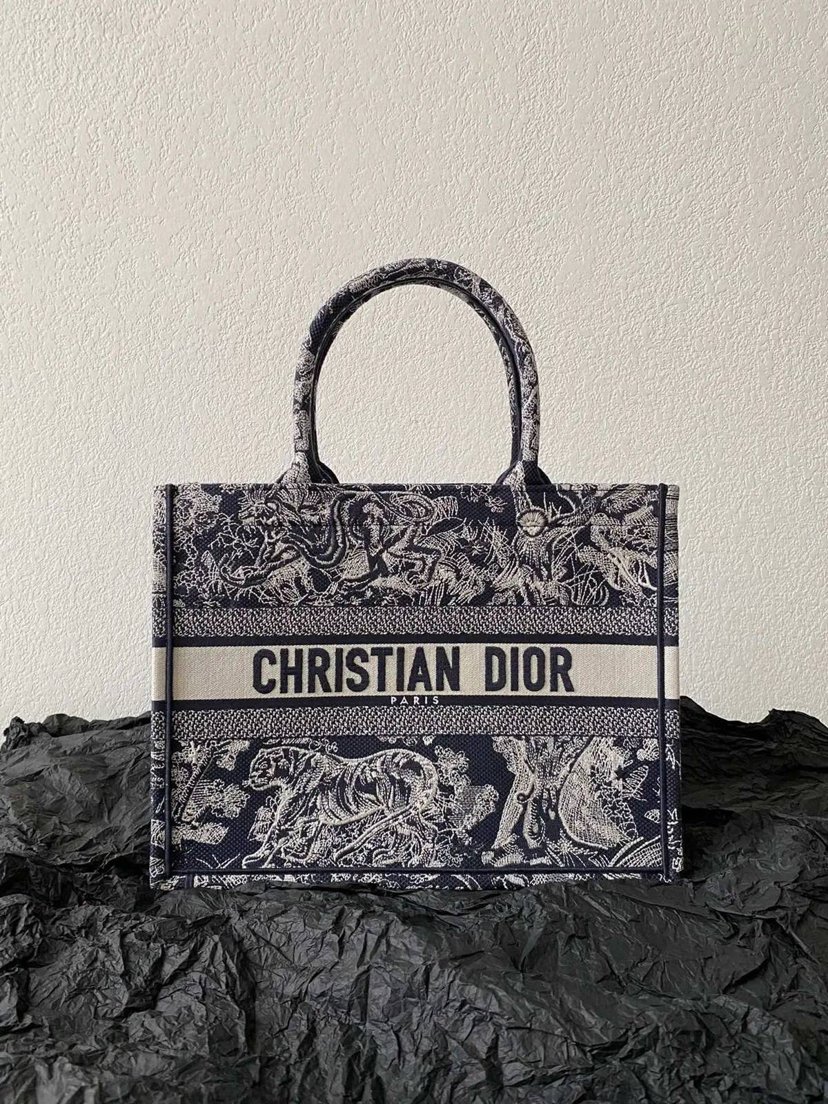 Dior Embroidered Jungle Print Tote Bag image 1