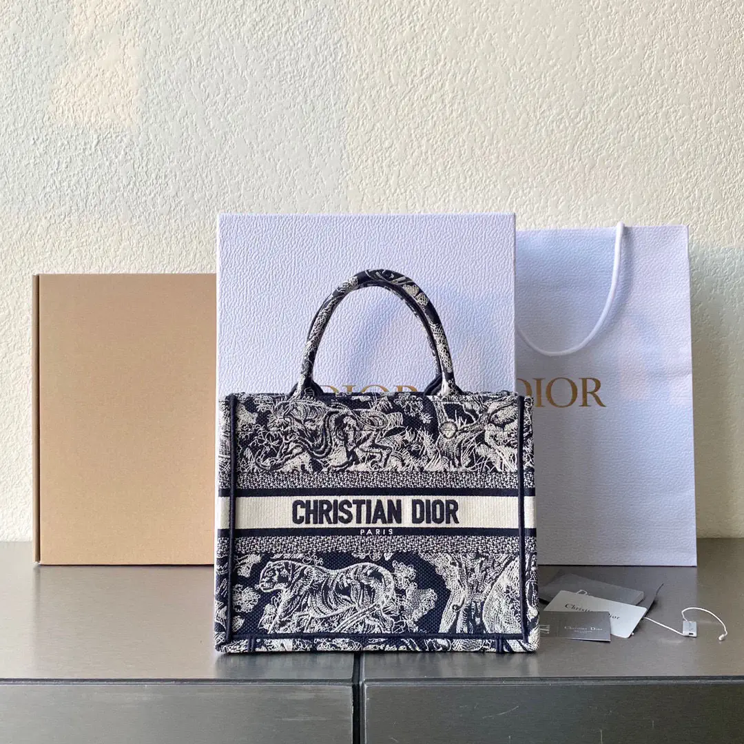 Dior Tiger Embroidered Book Tote Bag image 1