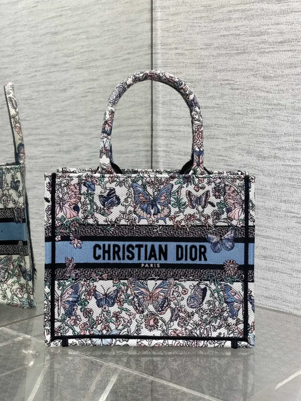 Dior Butterfly Floral Embroidered Tote Bag image 1