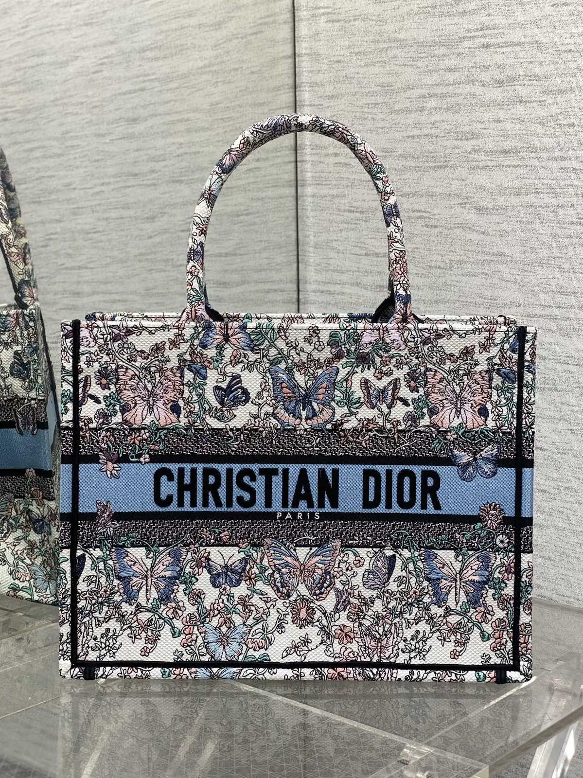 Dior Butterfly Embroidered Tote Bag image 1
