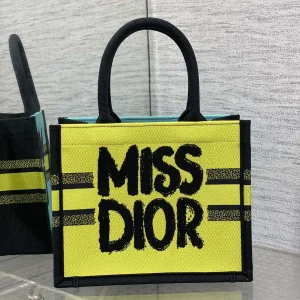 Dior Yellow Embroidered Tote Bag image 1