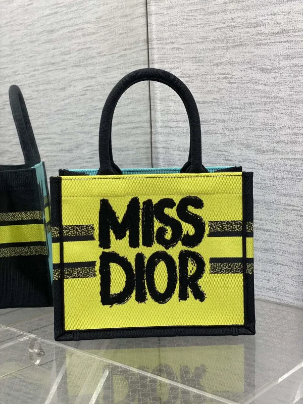 Dior Yellow Embroidered Tote Bag image 1