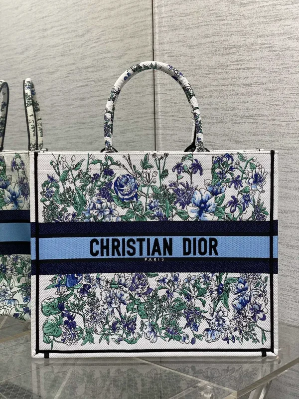 Dior Floral Embroidered Tote Bag image 1