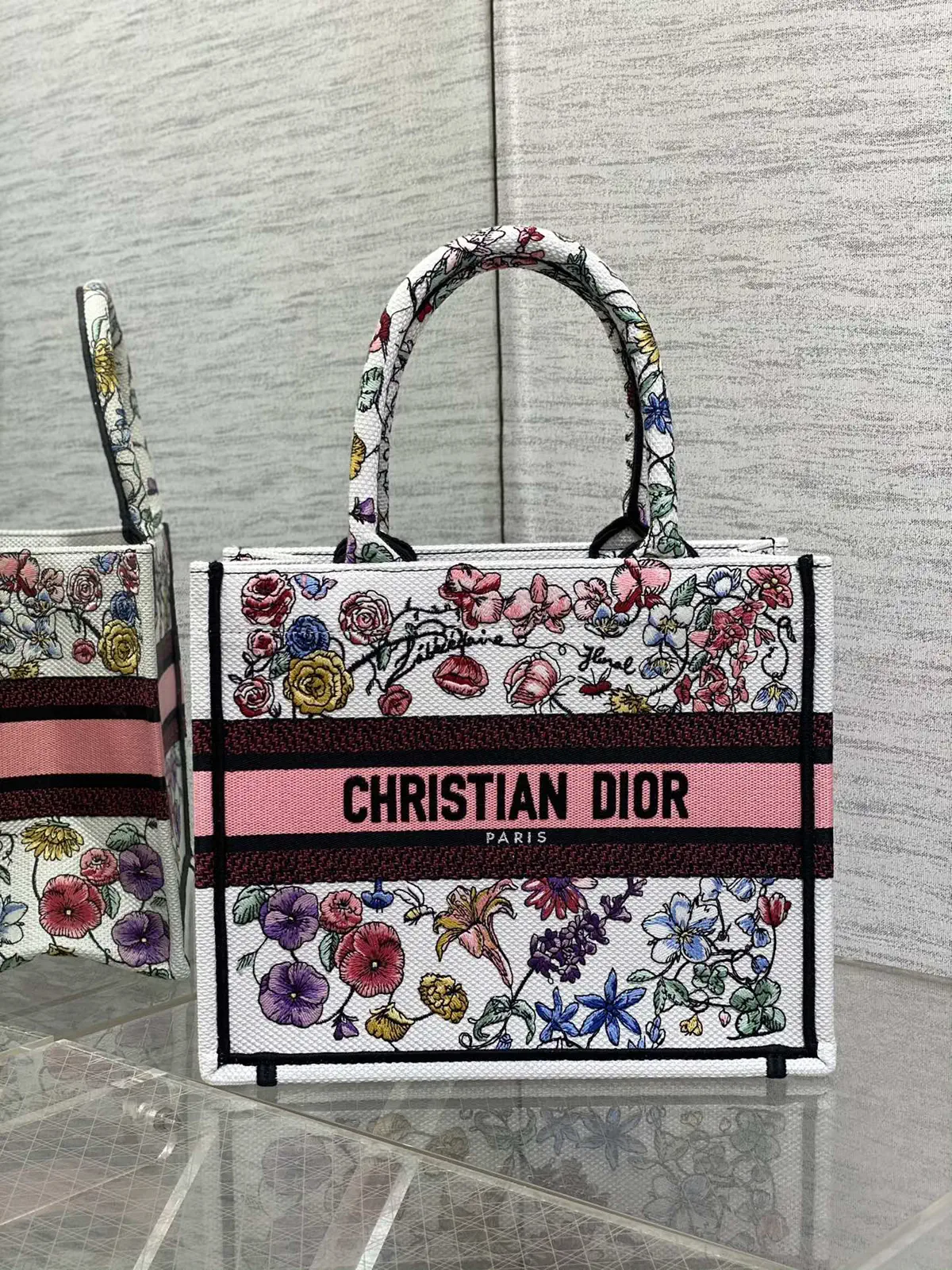 Dior Floral Embroidered Tote Bag image 1