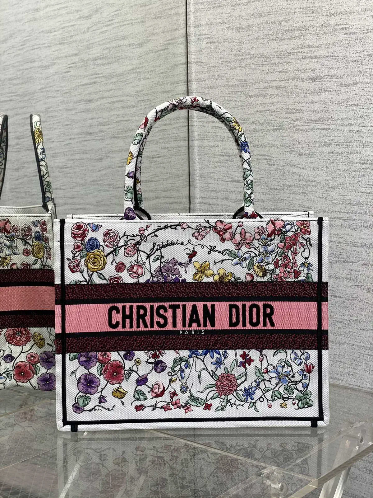 Dior Floral Embroidered Tote Bag image 1