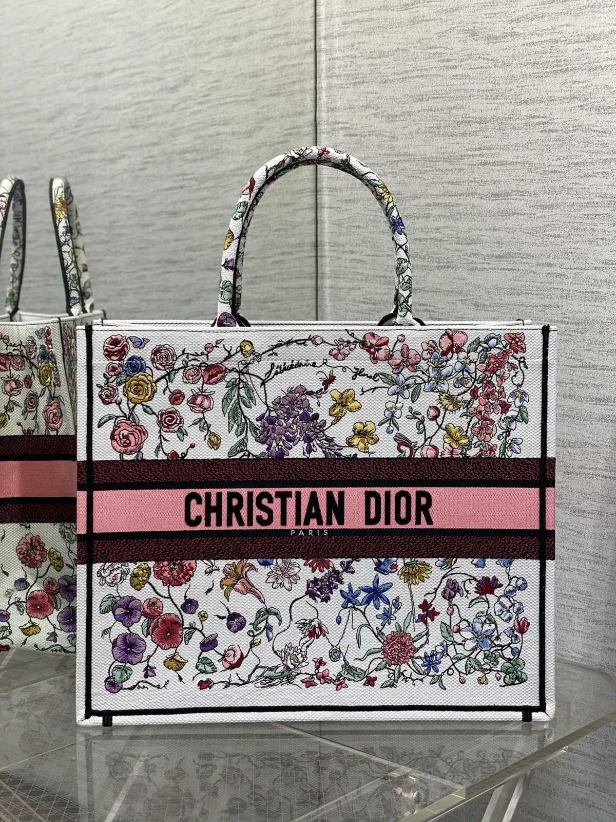 Dior Floral Embroidered Tote Bag image 1