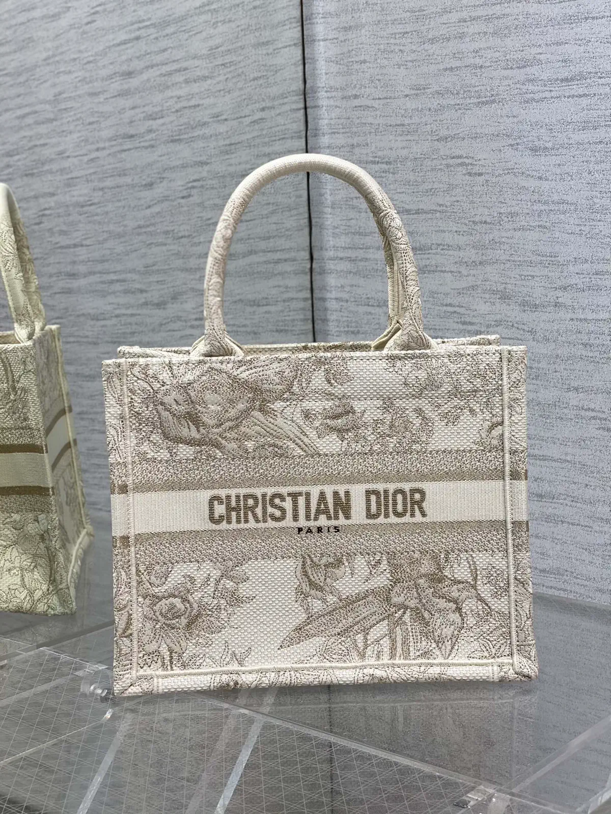 Dior Floral Embroidered Tote Bag image 1