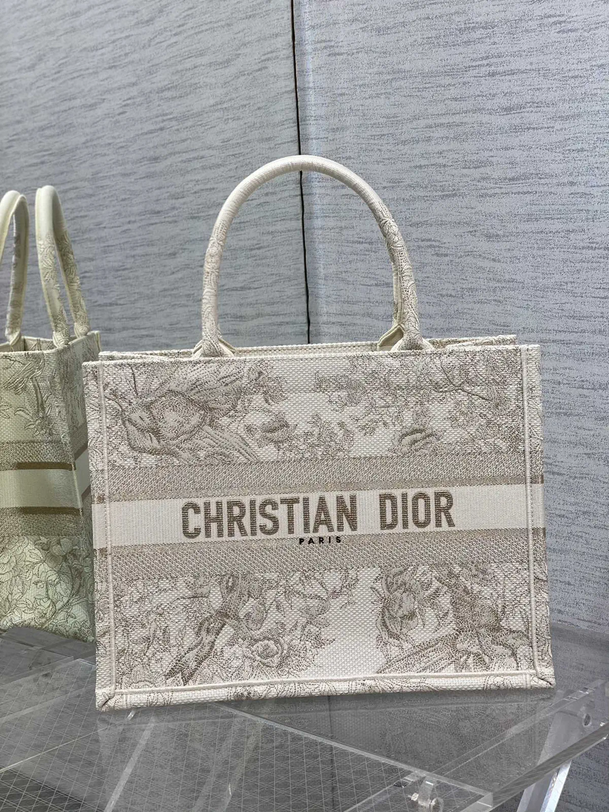 Dior Floral Embroidered Tote Bag image 1