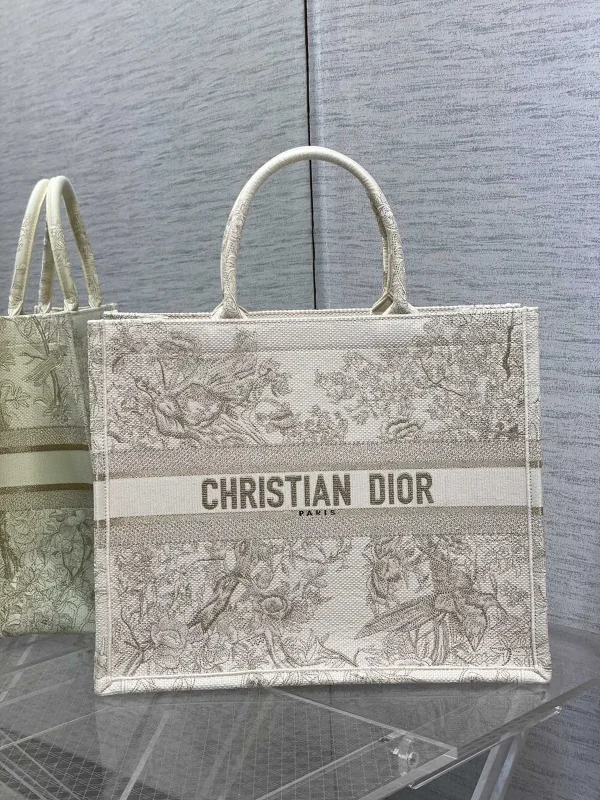 Dior Floral Bird Embroidered Tote Bag image 1