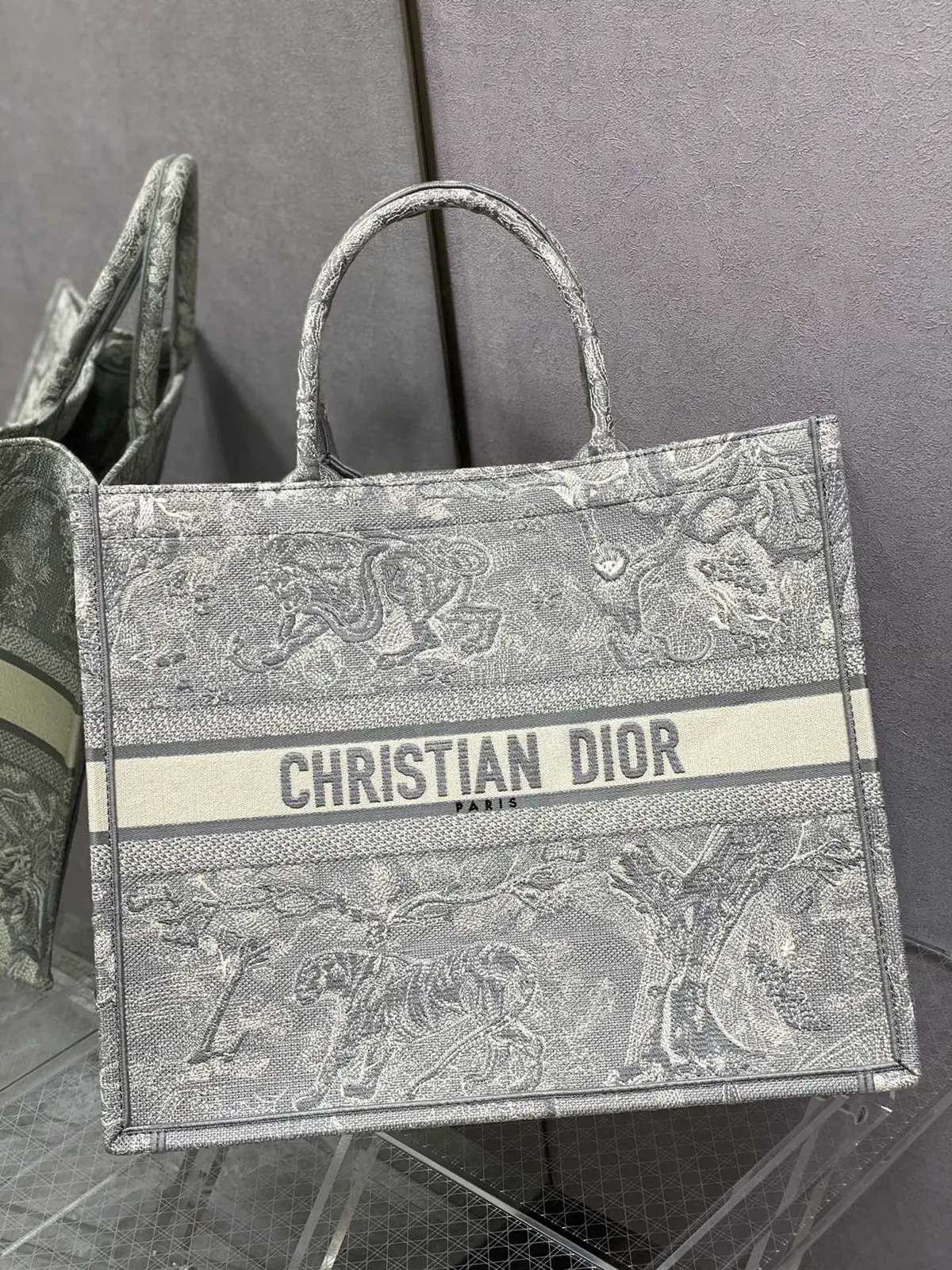 Dior Tiger Embroidered Tote Bag image 1