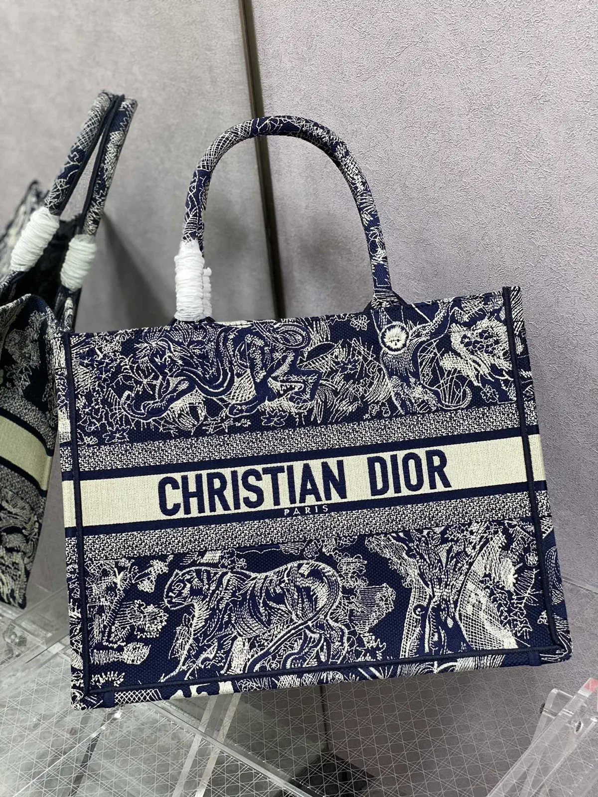 Dior Tiger Embroidered Tote Bag image 1