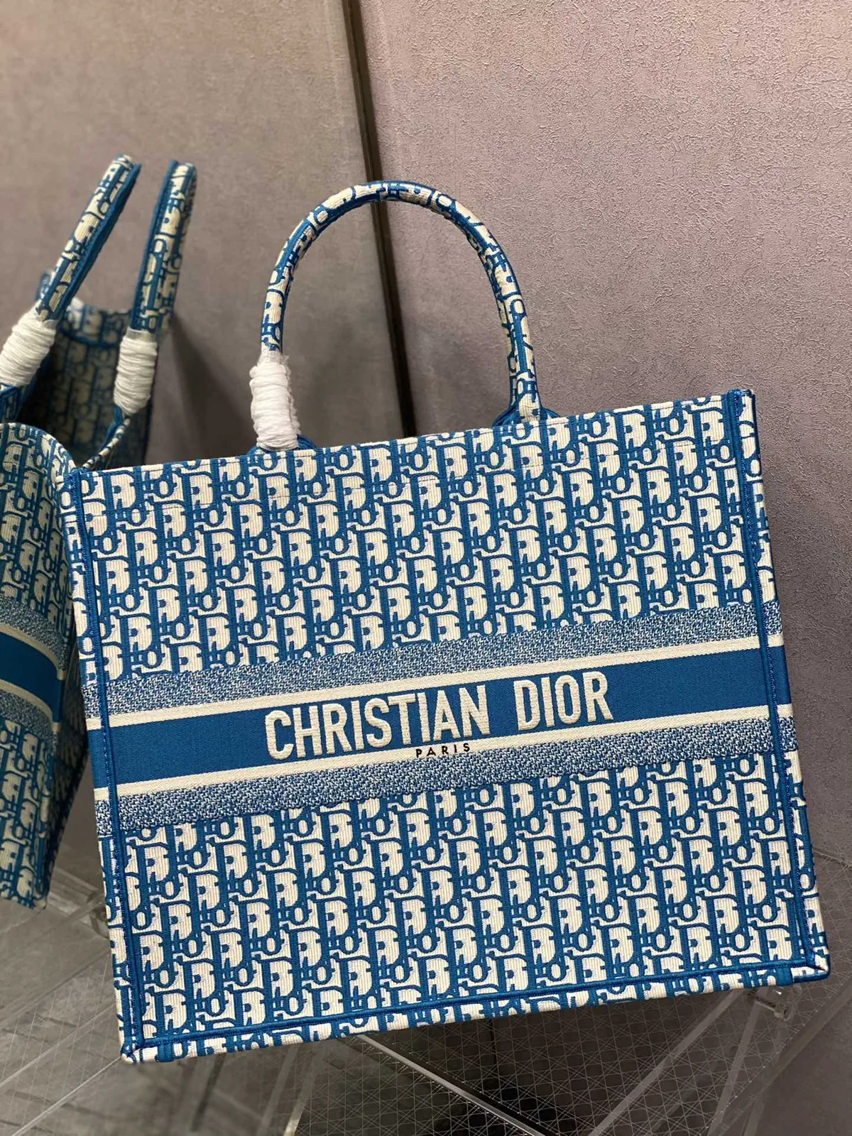 Dior Blue Monogram Tote Bag image 1
