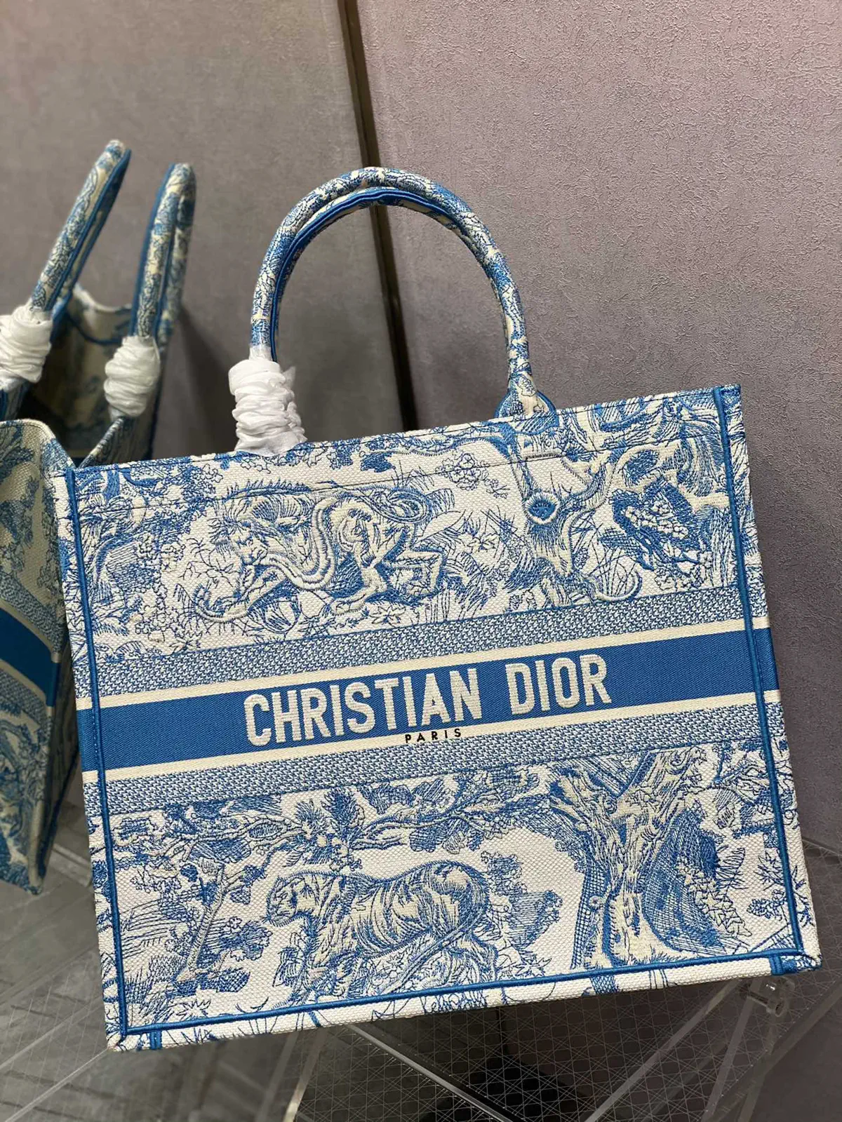Dior Tiger Embroidered Tote Bag image 1