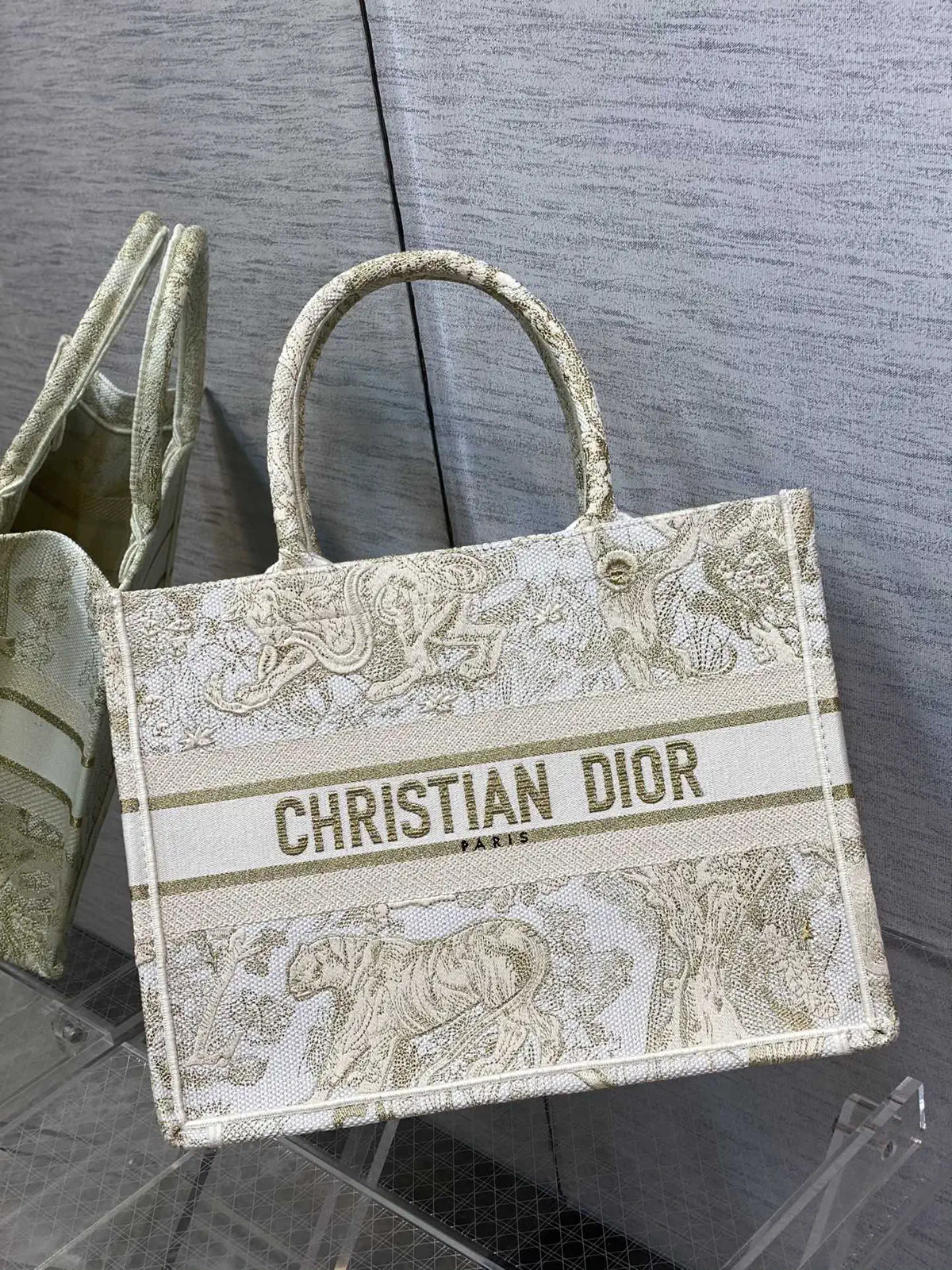 Dior Embroidered Tiger Tote Bag image 1
