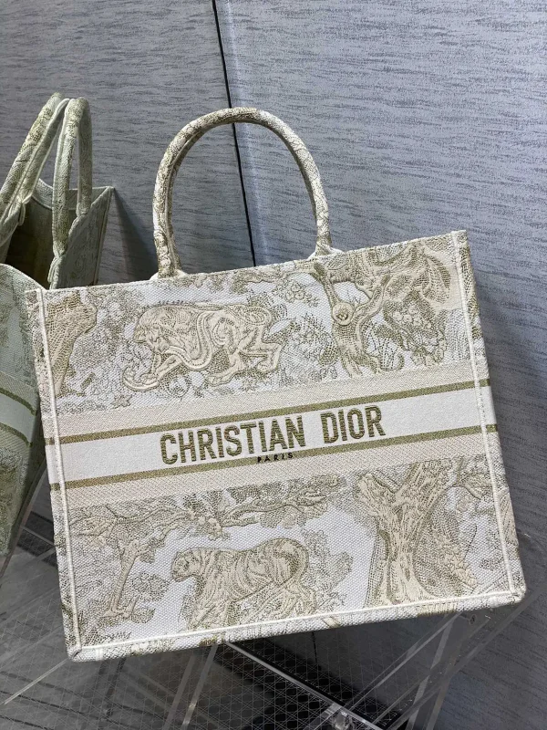 Dior Tiger Jungle Embroidered Tote Bag image 1