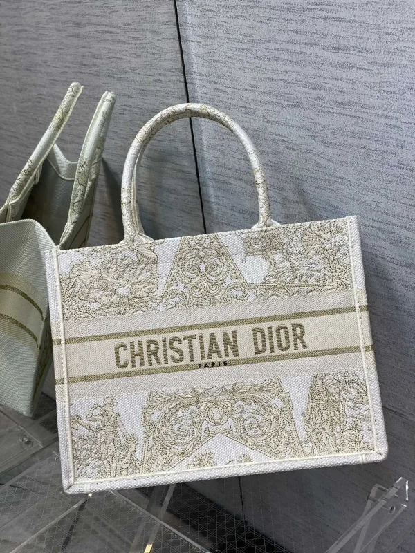 Dior Gold Embroidered Tote Bag image 1
