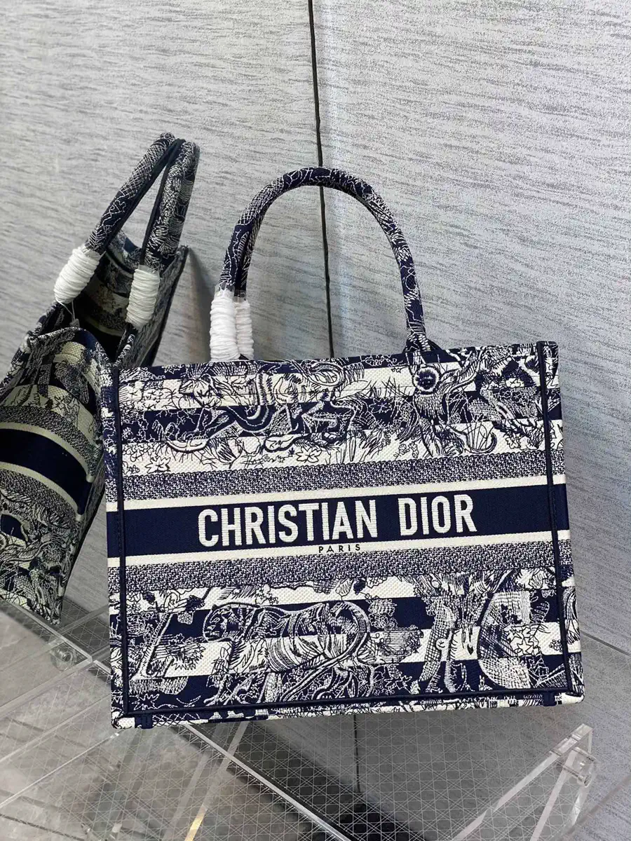 Dior Tiger Jungle Embroidered Tote Bag image 1