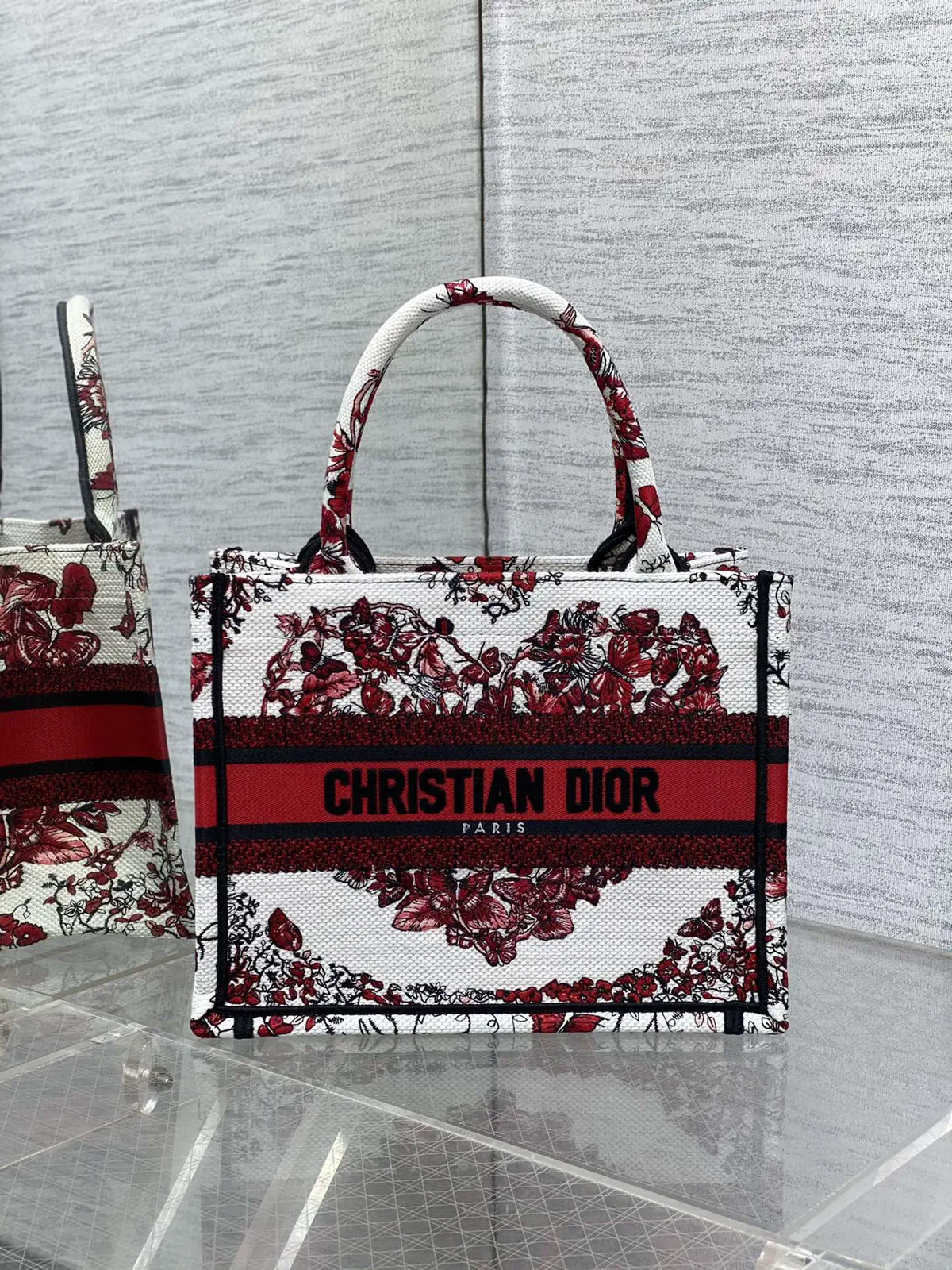 Dior Floral Embroidered Tote Bag image 1