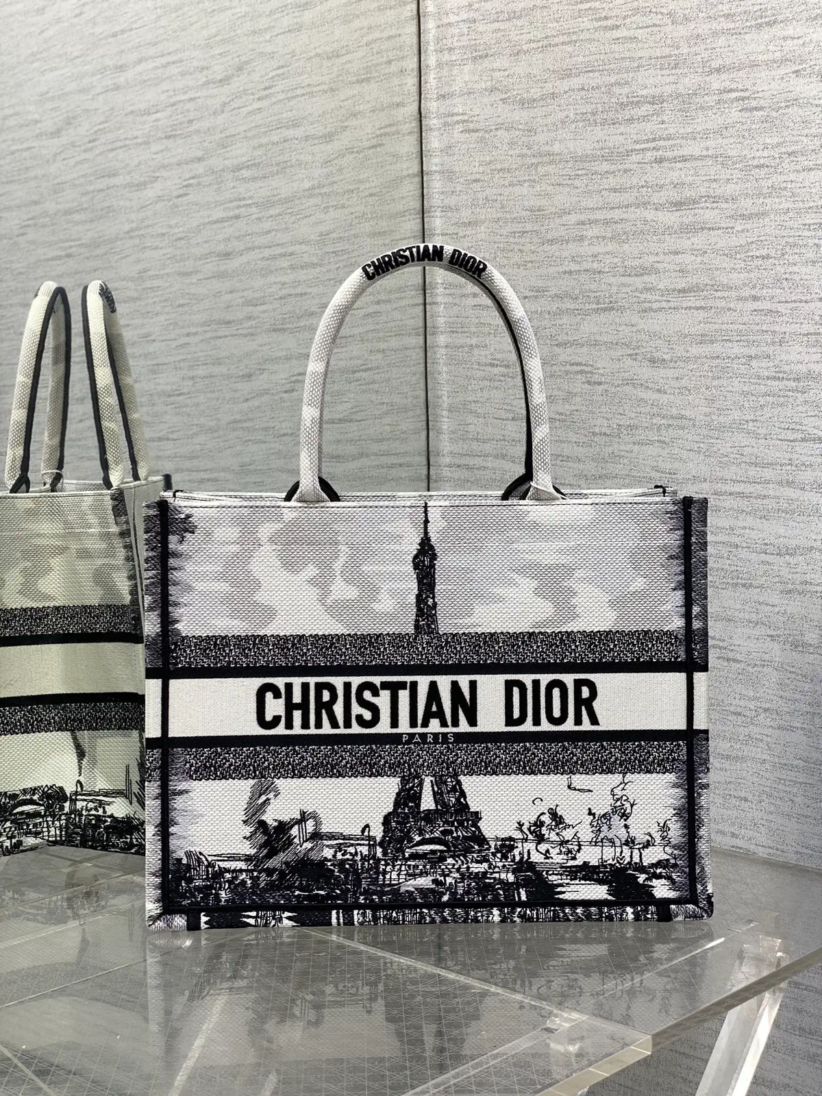 Dior Eiffel Tower Embroidered Tote Bag image 1