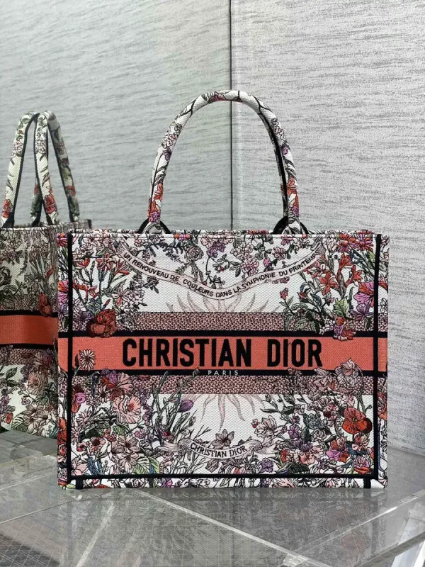 Dior Floral Embroidered Tote Bag image 1